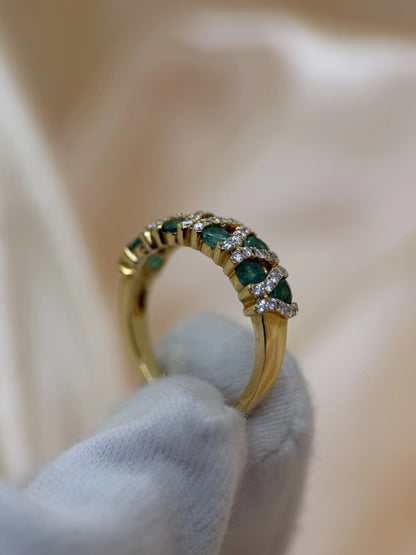 Cocktailring med Smaragder &amp; Briljanter i 18K Rödguld